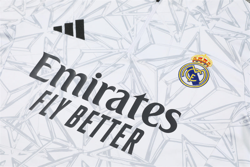 24/25 Real Madrid Black And White 1/4 Zip Tracksuit