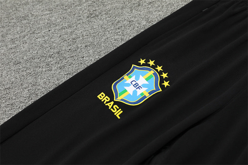 2025 Brazil Black And Green 1/4 Zip Tracksuit