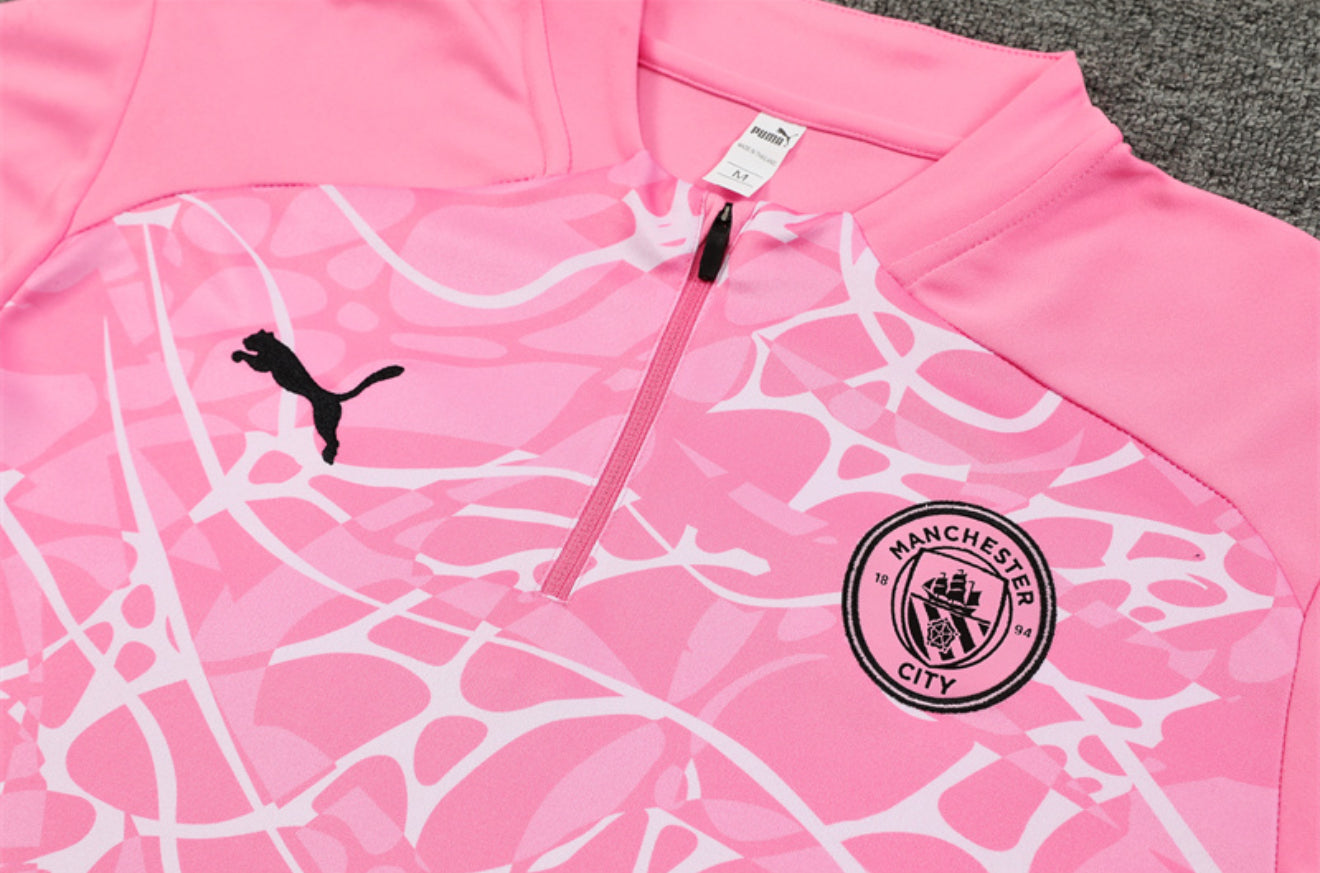 24/25 Manchester City Pink 1/4 Zip Tracksuit