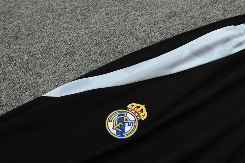 24/25 Real Madrid Black And White 1/4 Zip Tracksuit