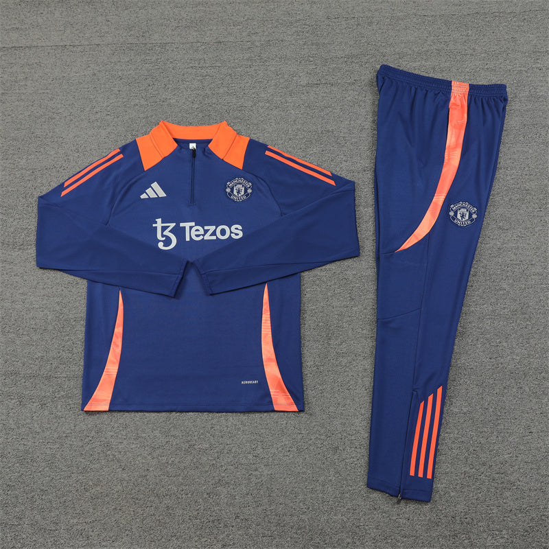 24/25 Manchester United Blue And Orange 1/4 Zip Tracksuit