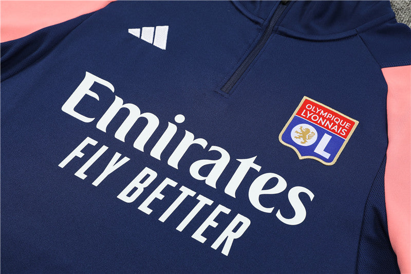 23/24 Olympic Lyon Blue And Pink 1/4 Zip Tracksuit