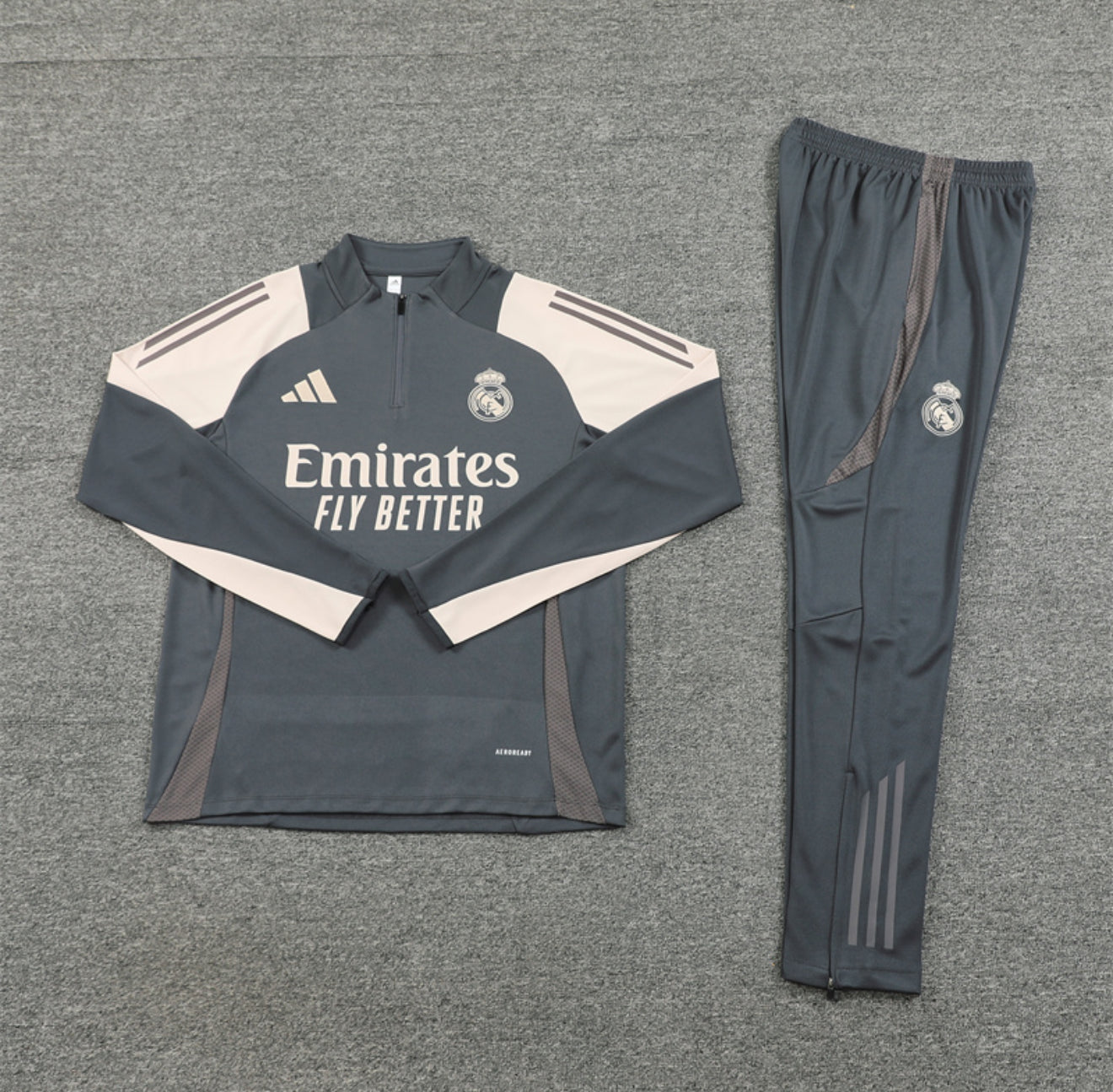 24/25 Real Madrid Dark Grey 1/4 Zip Tracksuit