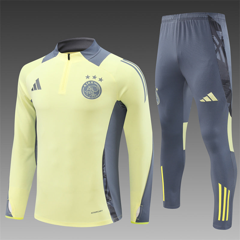 2024/2025 Ajax Yellow And Grey 1/4 Zip Tracksuit