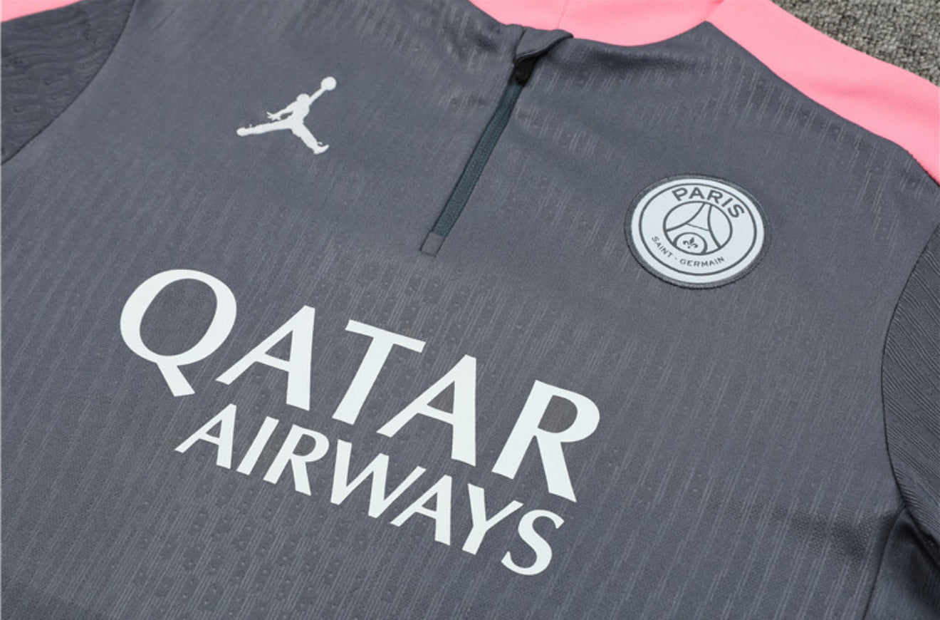 24/25 Jordan x PSG Grey And Pink 1/4 Zip Tracksuit