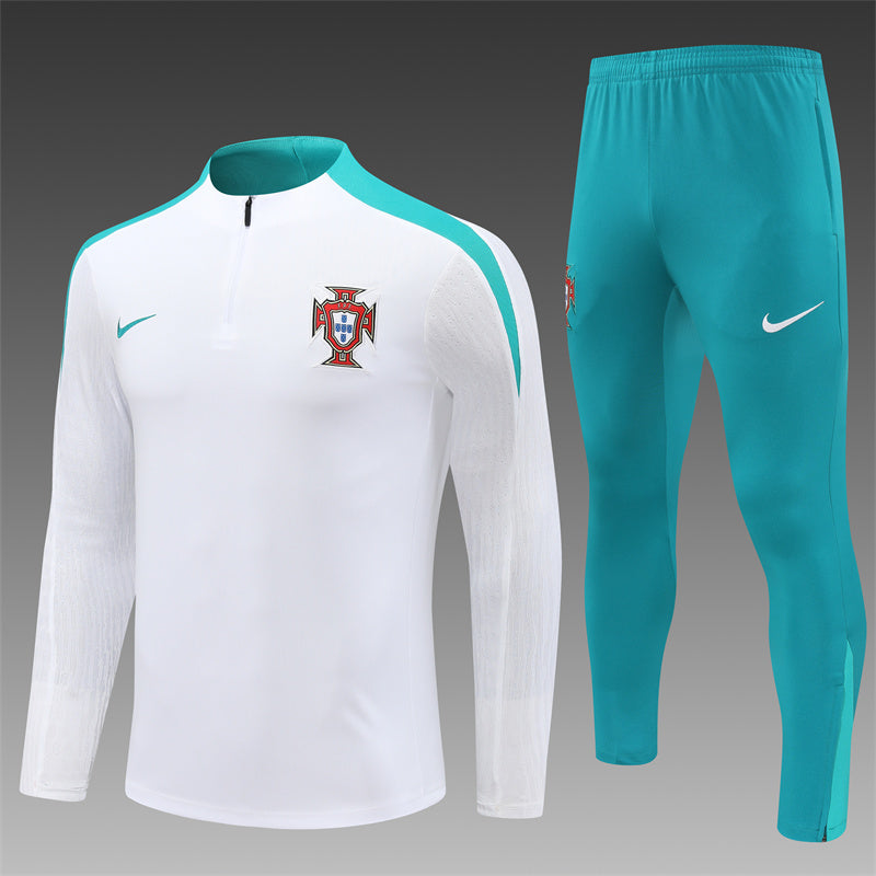 2025 Portugal White And Green 1/4 Zip Tracksuit