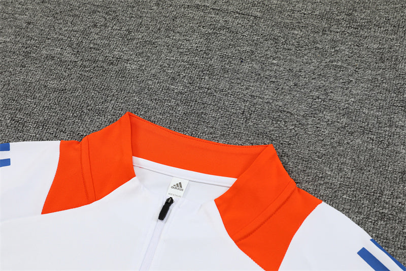 2025 Japan White, Blue And Orange 1/4 Zip Tracksuit