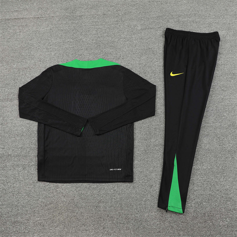 2025 Brazil Black And Green 1/4 Zip Tracksuit