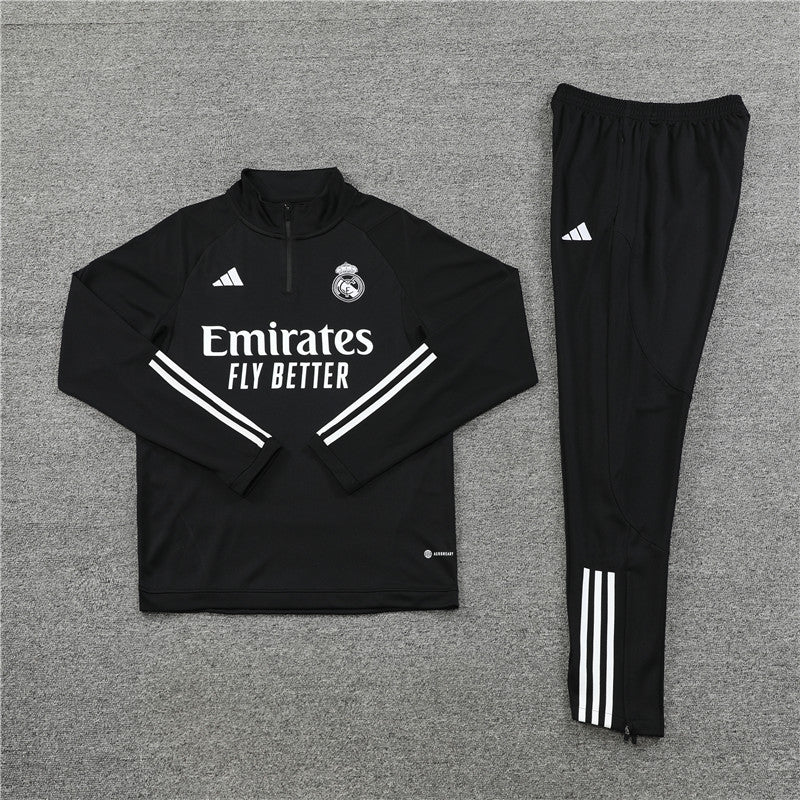23/24 Real Madrid Black 1/4 Zip Tracksuit