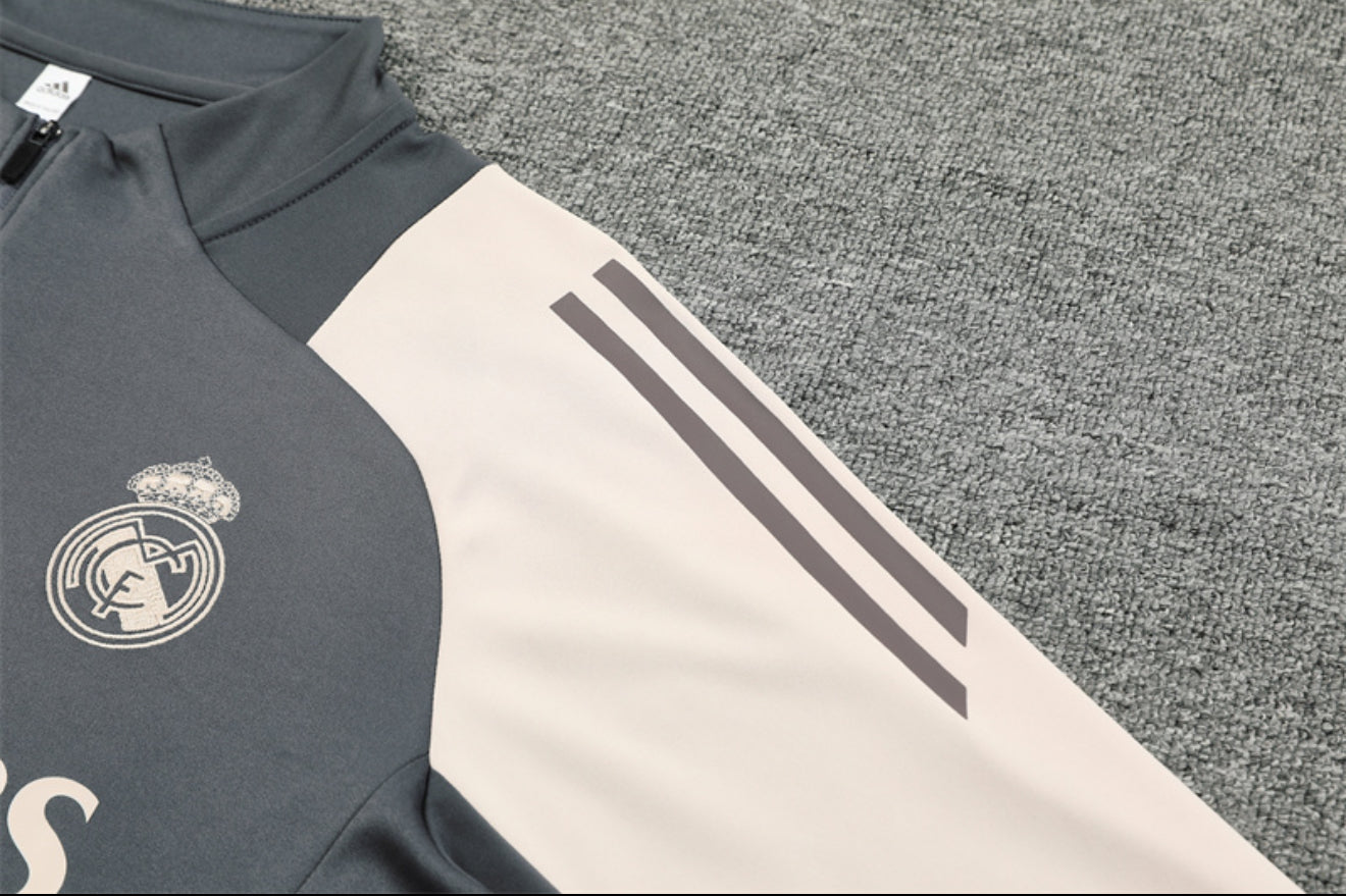 24/25 Real Madrid Dark Grey 1/4 Zip Tracksuit