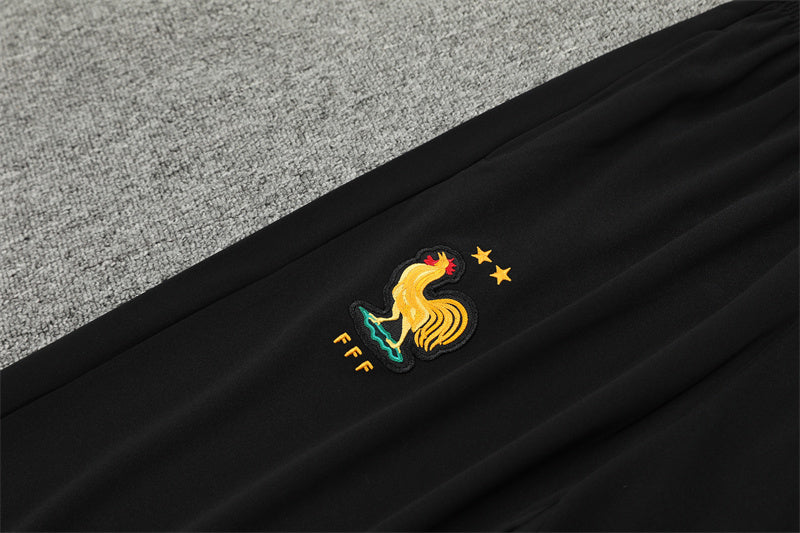 2025 France Black And Blue 1/4 Zip Tracksuit