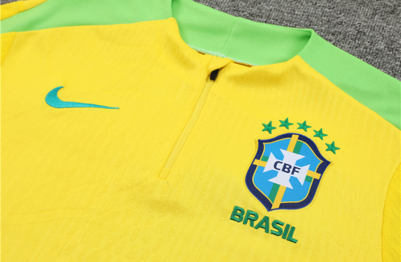 2025 Brazil Yellow, Green And Blue 1/4 Zip Tracksuit