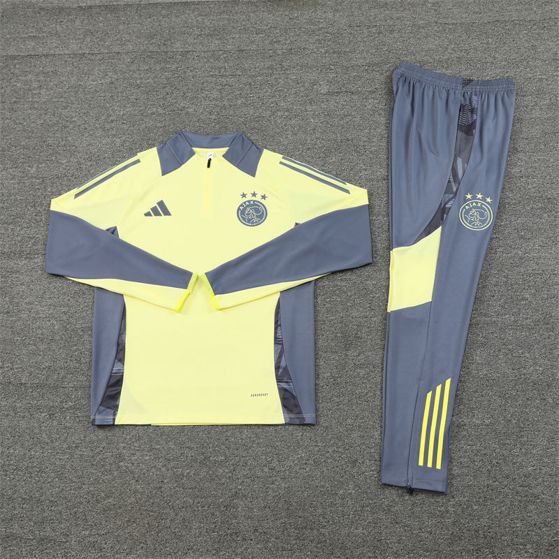2024/2025 Ajax Yellow And Grey 1/4 Zip Tracksuit