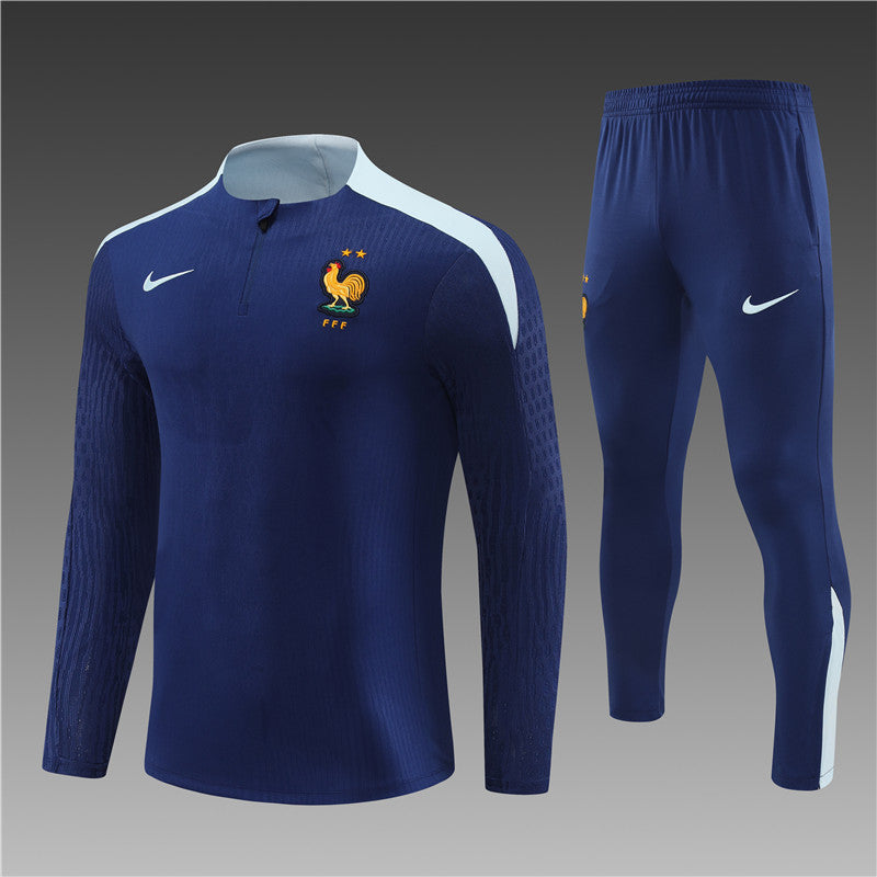 2025 France Dark Blue 1/4 Zip Tracksuit