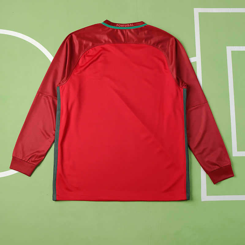 2016 Portugal Retro Home Jersey (Long Sleeved)