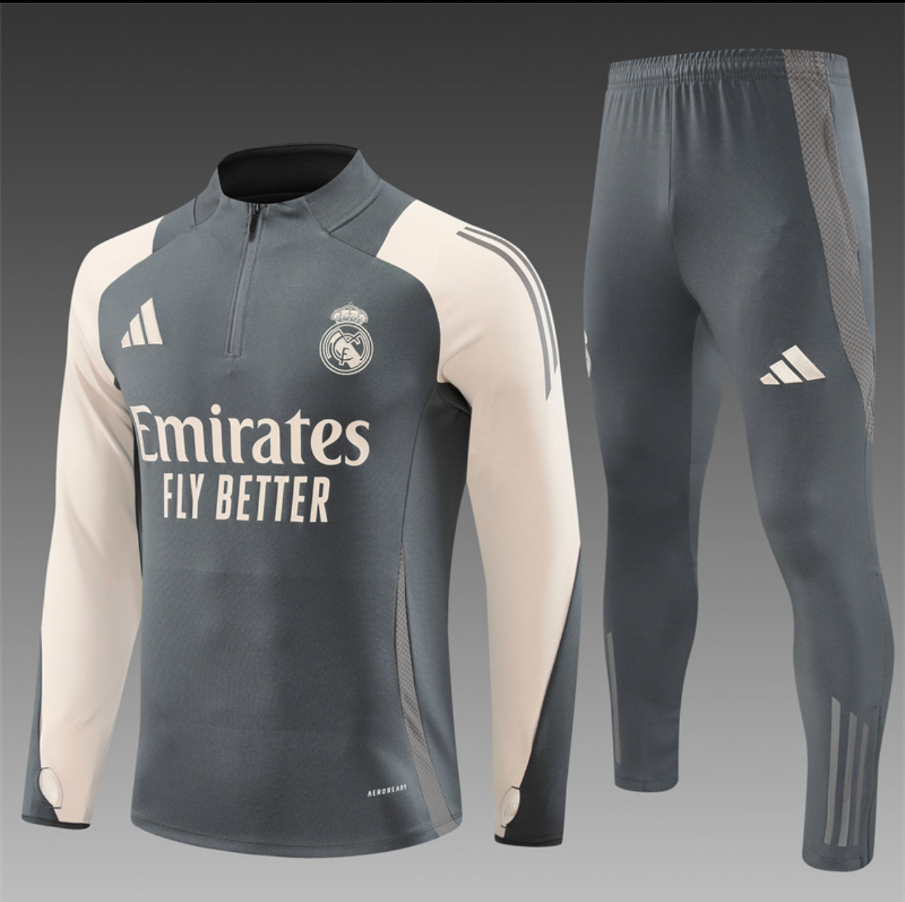 24/25 Real Madrid Dark Grey 1/4 Zip Tracksuit