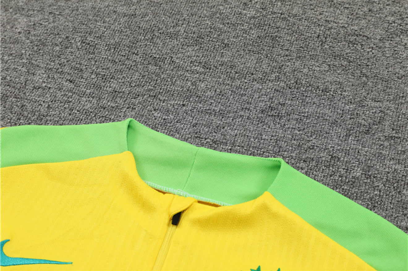 2025 Brazil Yellow, Green And Blue 1/4 Zip Tracksuit