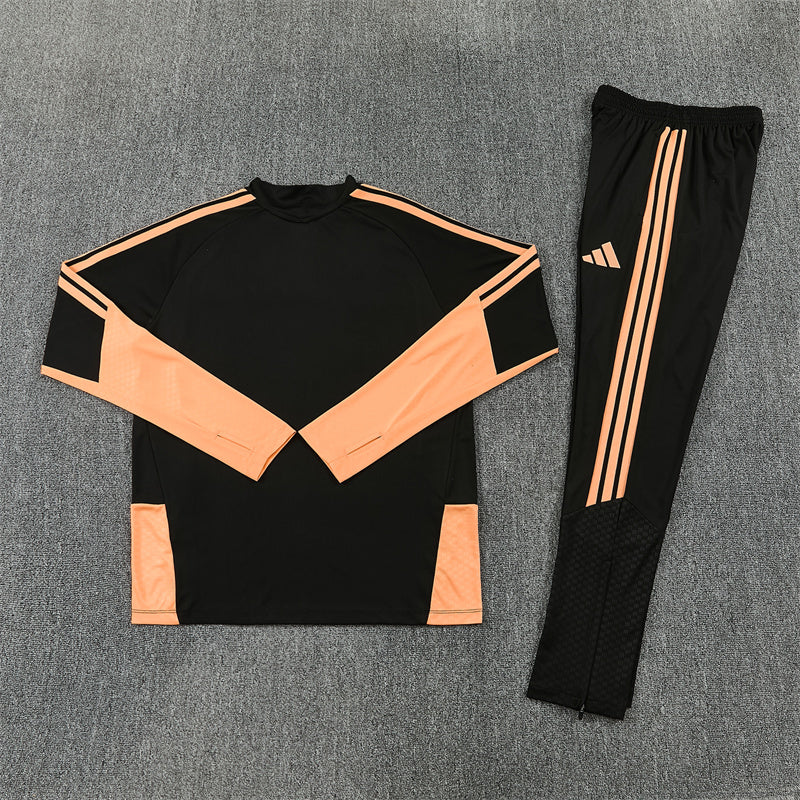 Arsenal Black And Orange 1/4 Zip Tracksuit