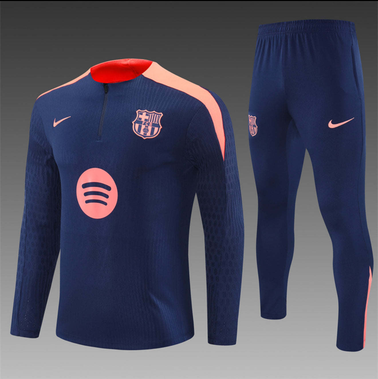 24/25 FC Barcelona Navy And Orange 1/4 Zip Tracksuit