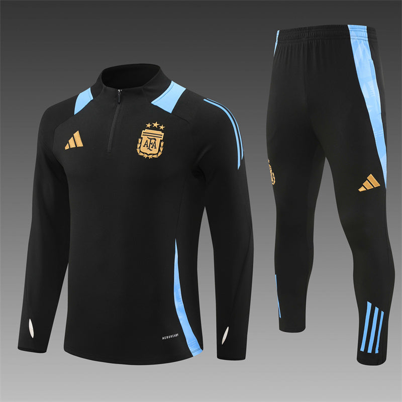 2025 Argentina Black 1/4 Zip Tracksuit
