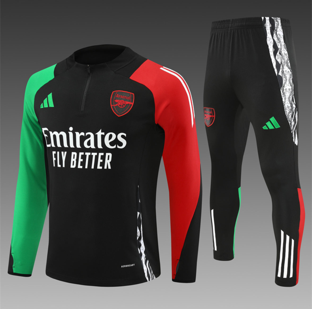 24/25 Arsenal FC Black, Green And Red 1/4 Zip Tracksuit