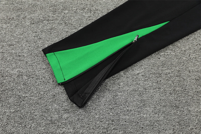 2025 Brazil Black And Green 1/4 Zip Tracksuit