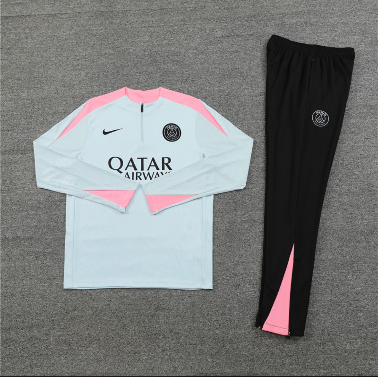 24/25 PSG Grey, Pink And Black 1/4 Zip Tracksuit