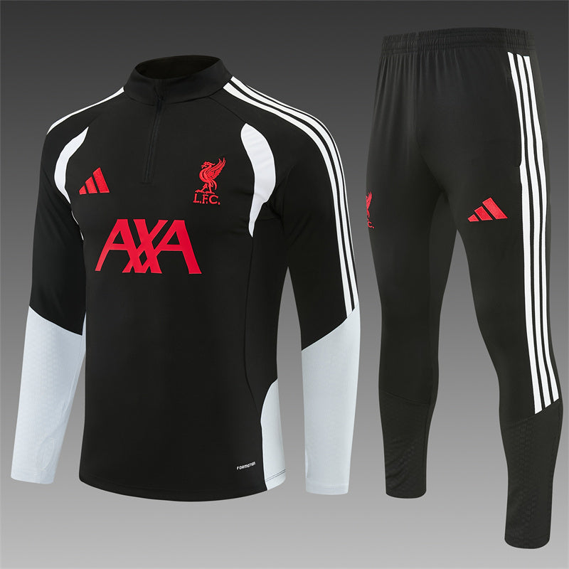 26/27 Liverpool FC Black And White 1/4 Zip Tracksuit