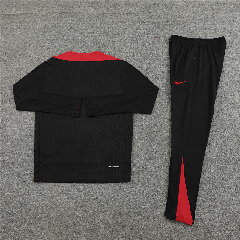 2025 Portugal Black And Red 1/4 Zip Tracksuit