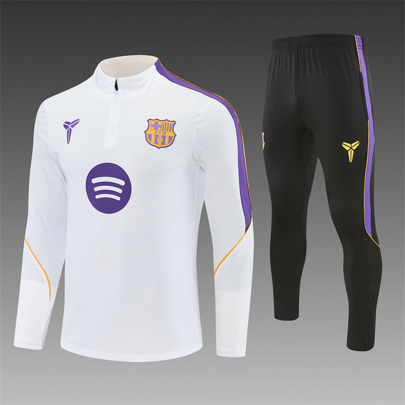 Barcelona x Kobe Bryant White, Purple And Black 1/4 Zip Tracksuit