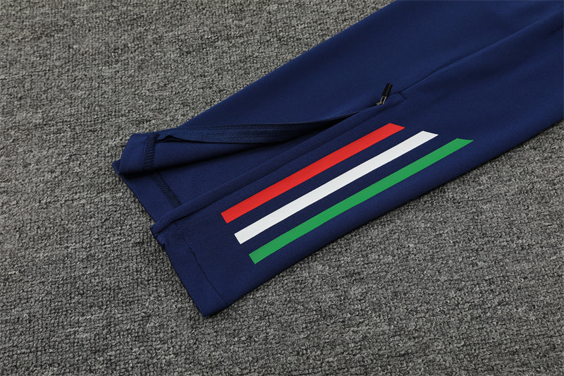 2025 Italy White And Blue 1/4 Zip Tracksuit