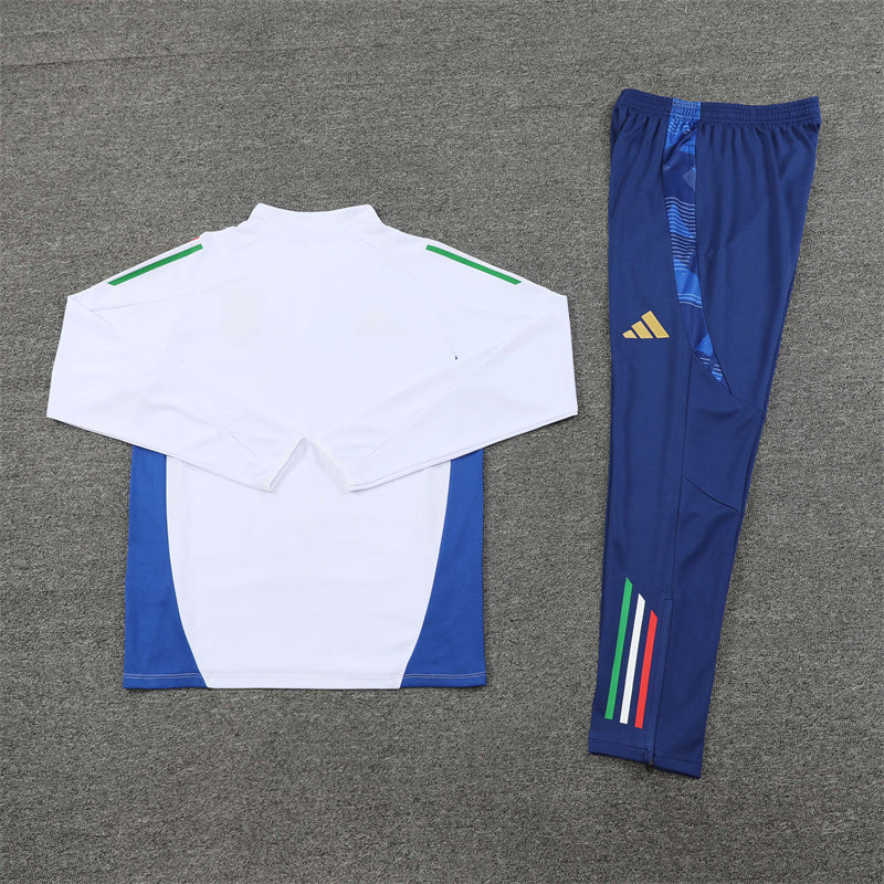 2025 Italy White And Blue 1/4 Zip Tracksuit