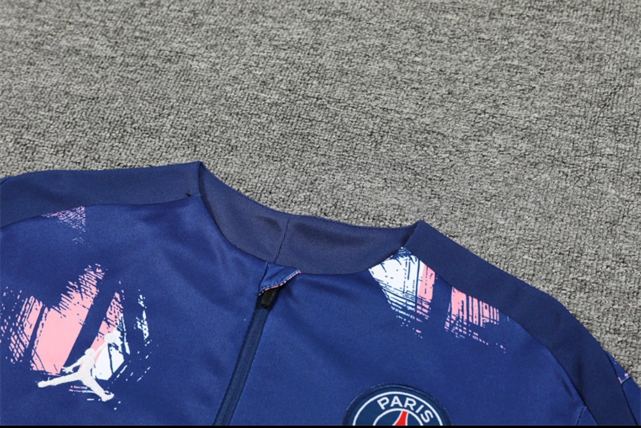 24/25 Jordan x PSG Navy And Pink 1/4 Zip Tracksuit