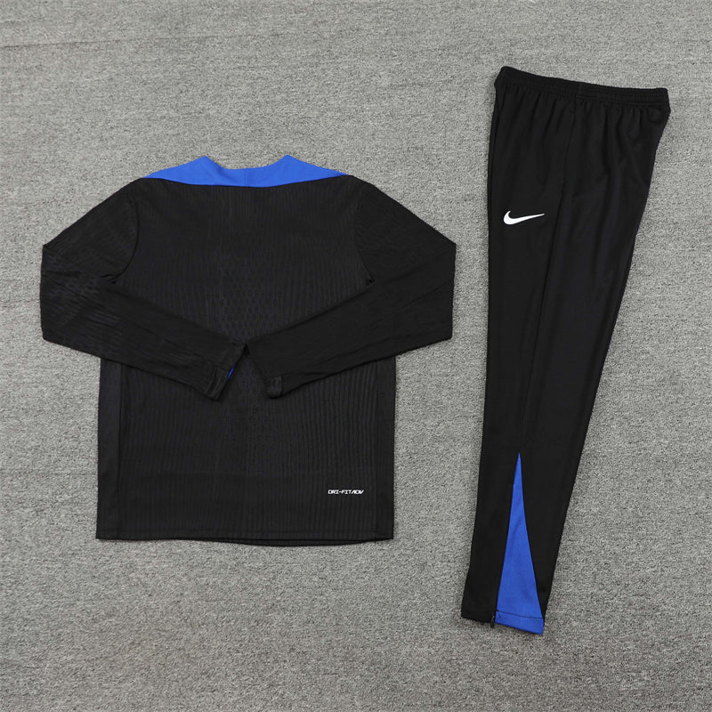 2025 France Black And Blue 1/4 Zip Tracksuit