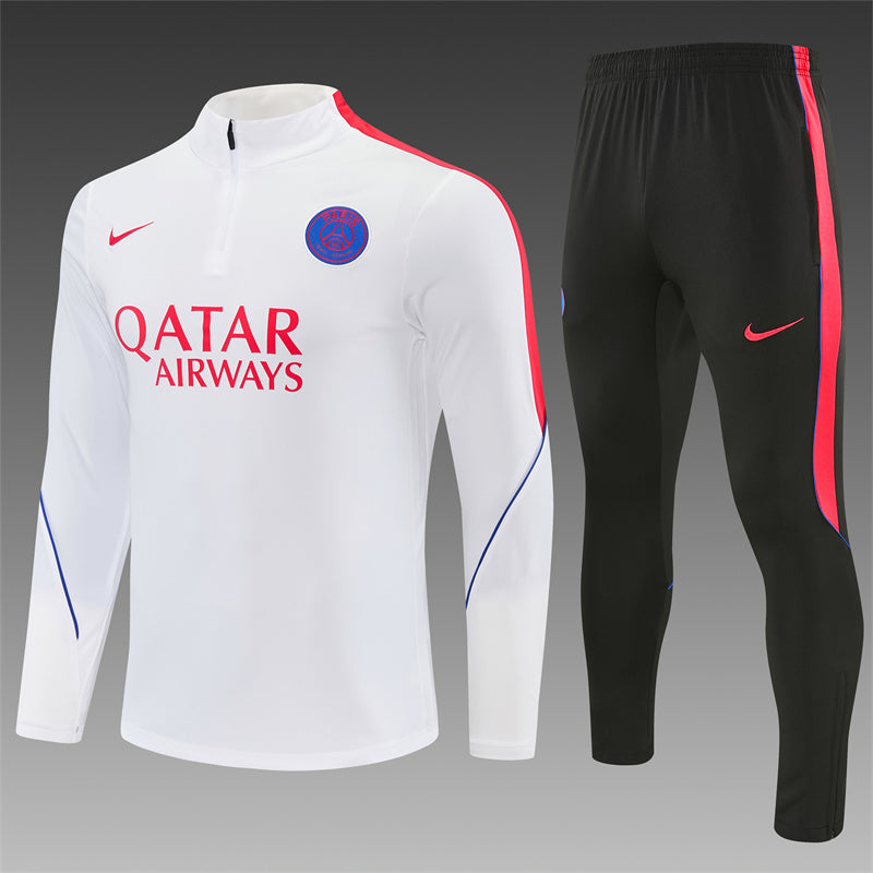 26/27 PSG White, Black And Red 1/4 Zip Tracksuit
