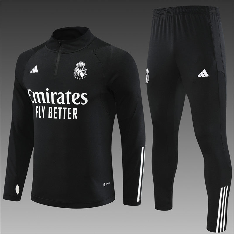 23/24 Real Madrid Black 1/4 Zip Tracksuit