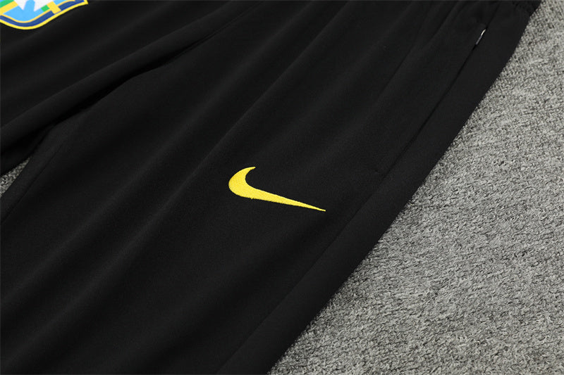 2025 Brazil Black And Green 1/4 Zip Tracksuit