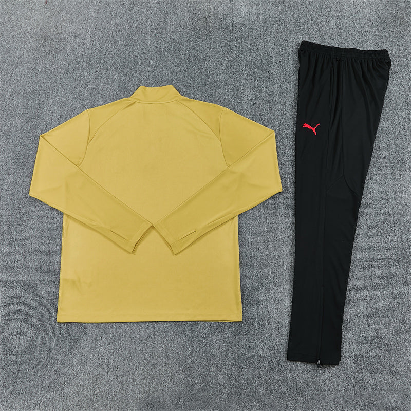 AC Milan Gold And Black 1/4 Zip Tracksuit
