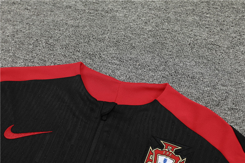2025 Portugal Black And Red 1/4 Zip Tracksuit