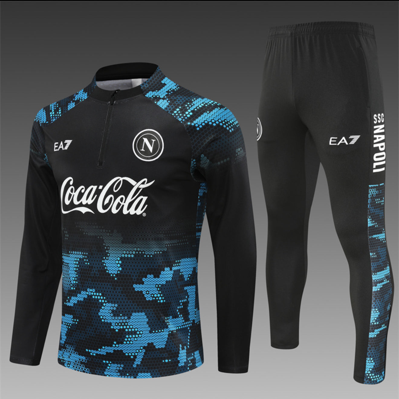 24/25 SSC Napoli Black And Blue 1/4 Zip Tracksuit