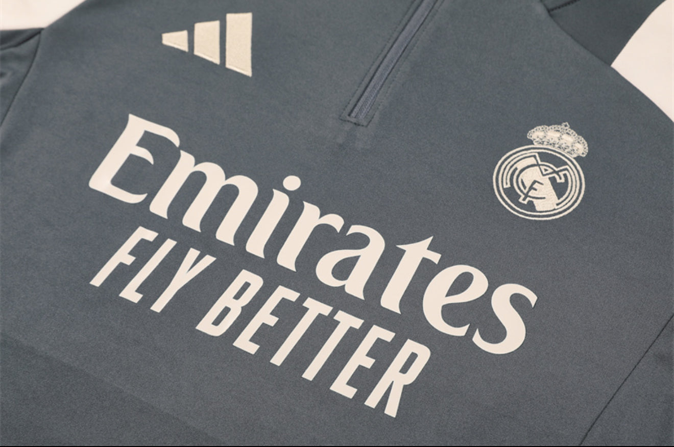 24/25 Real Madrid Dark Grey 1/4 Zip Tracksuit