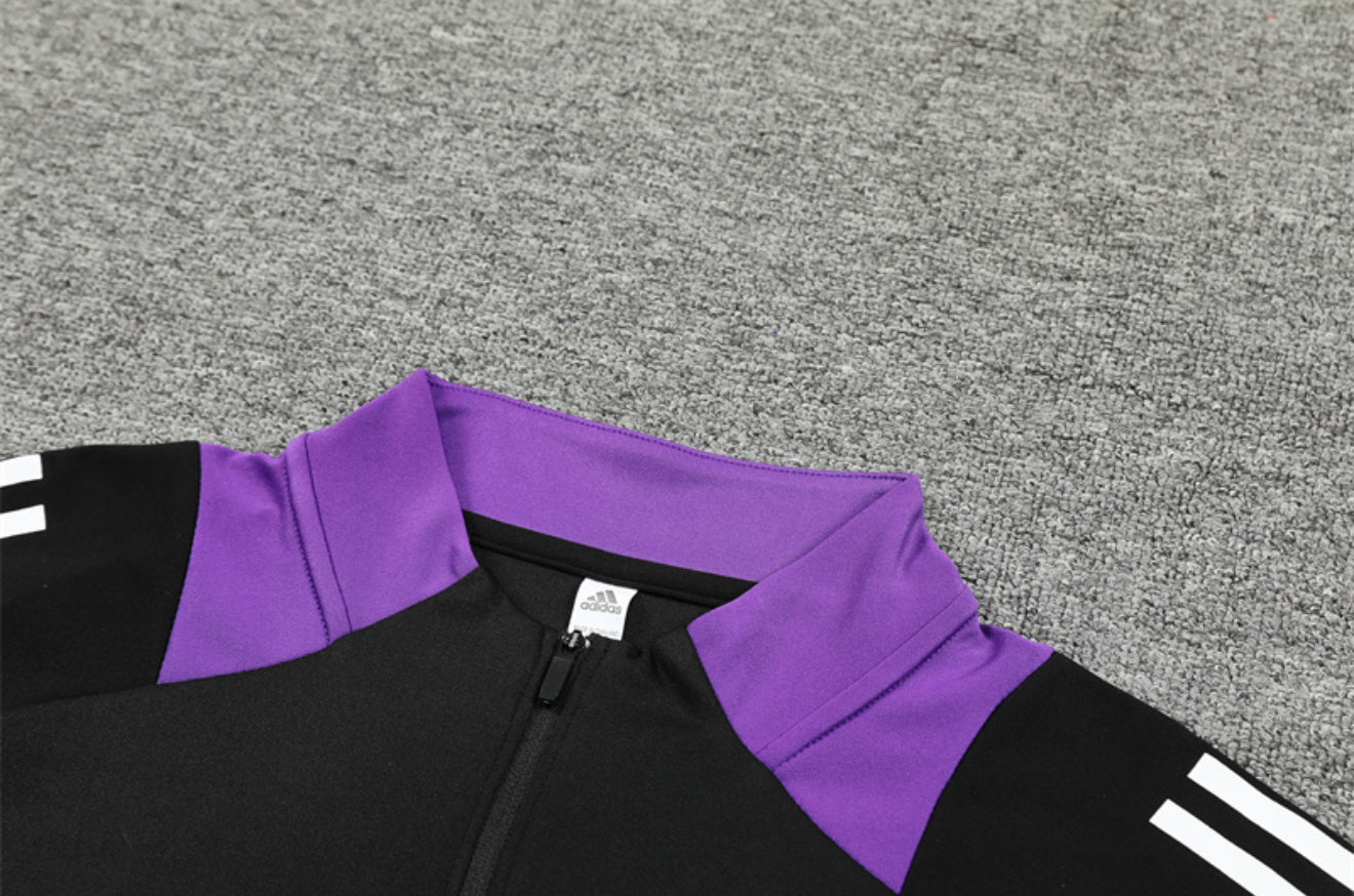 24/25 Real Madrid Black And Purple 1/4 Zip Tracksuit