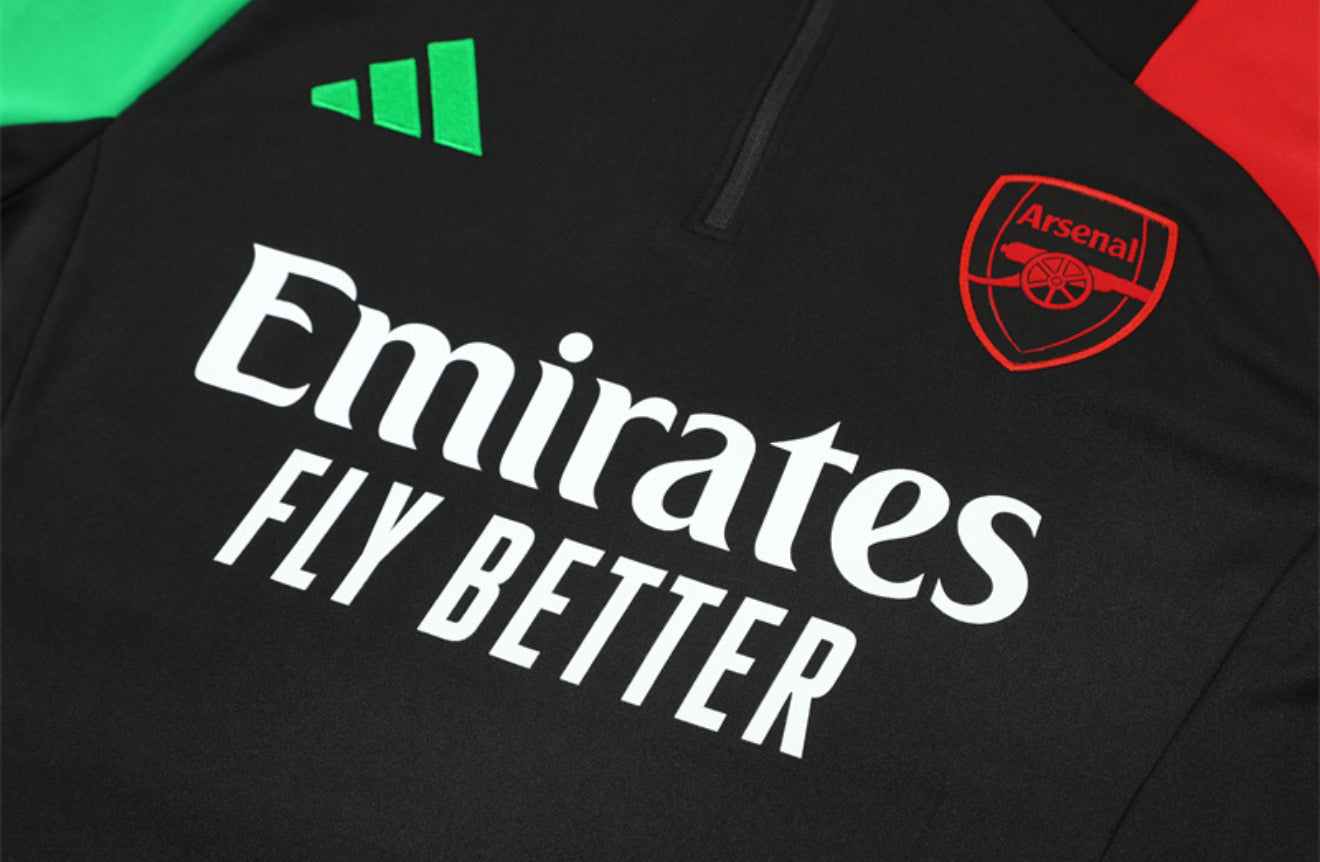 24/25 Arsenal FC Black, Green And Red 1/4 Zip Tracksuit