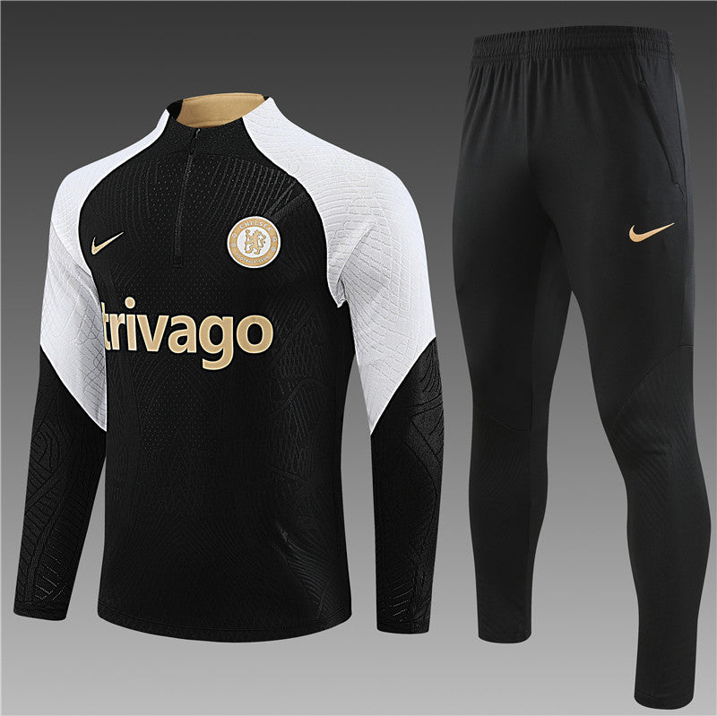 23/24 Chelsea FC Black 1/4 Zip Tracksuit