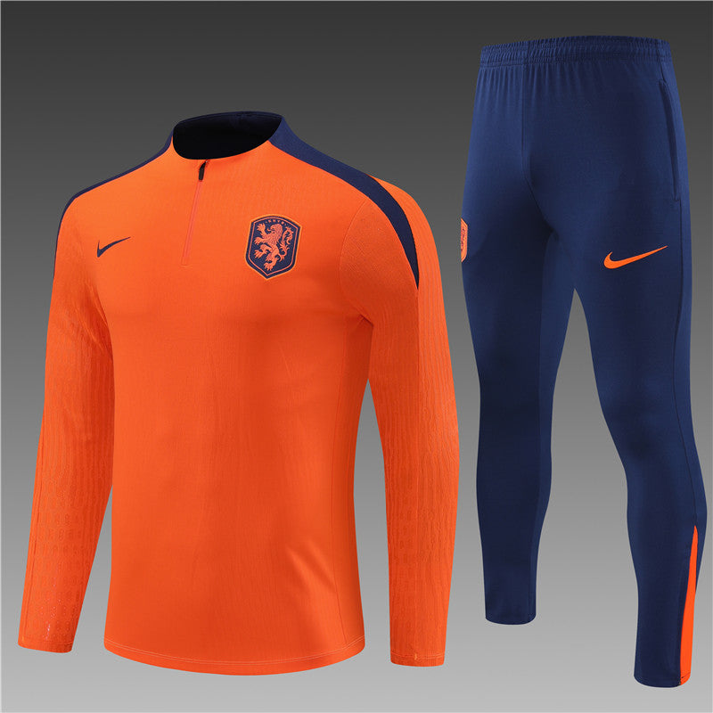 2025 Netherlands Orange And Blue 1/4 Zip Tracksuit