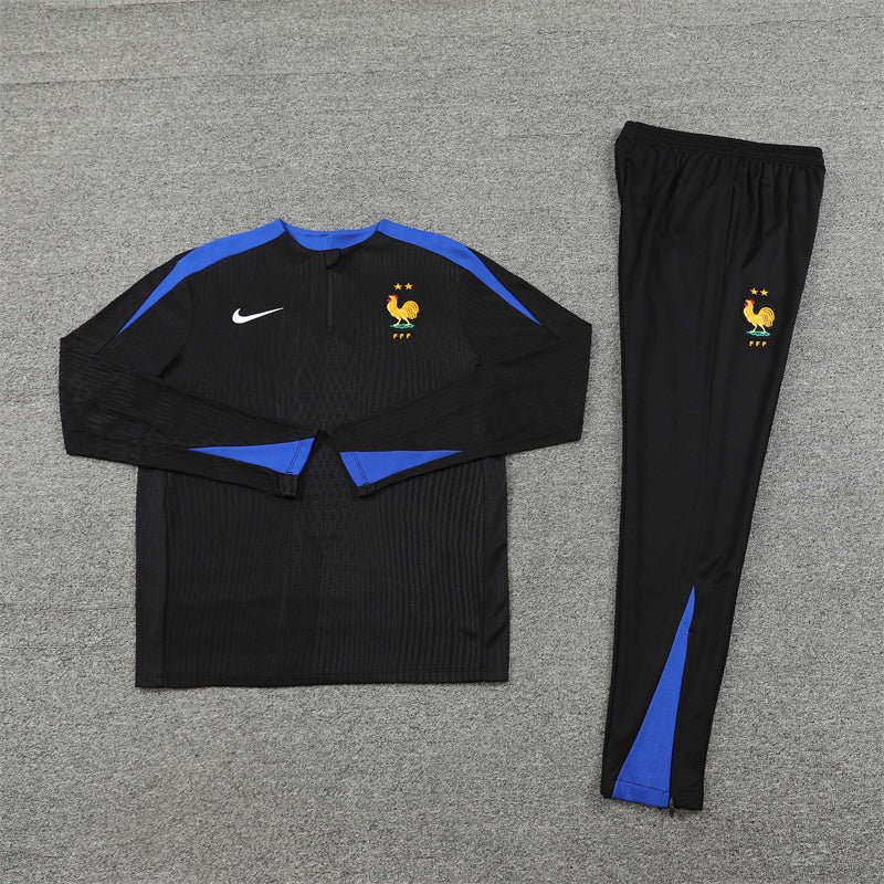 2025 France Black And Blue 1/4 Zip Tracksuit
