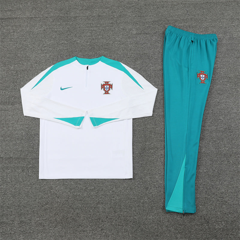 2025 Portugal White And Green 1/4 Zip Tracksuit