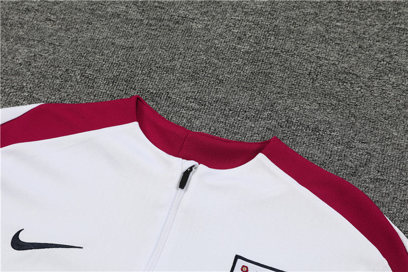 2025 England White, Red And Blue 1/4 Zip Tracksuit