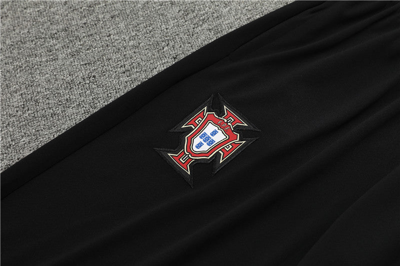 2025 Portugal Black And Red 1/4 Zip Tracksuit