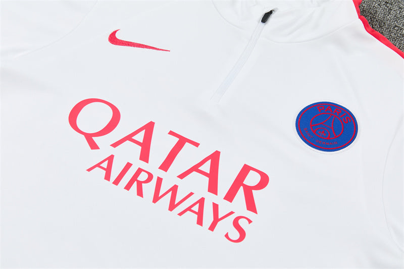 26/27 PSG White, Black And Red 1/4 Zip Tracksuit
